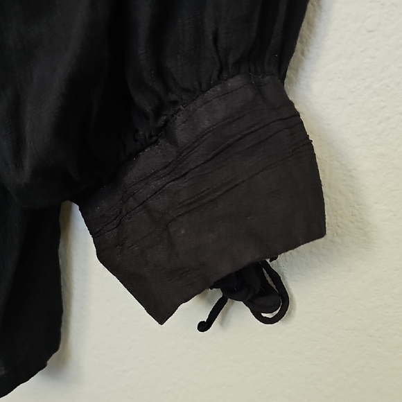 Ananada's Collection Black Boho Embroidered Billow Sleeve Women's Top XL - Picture 2 of 12